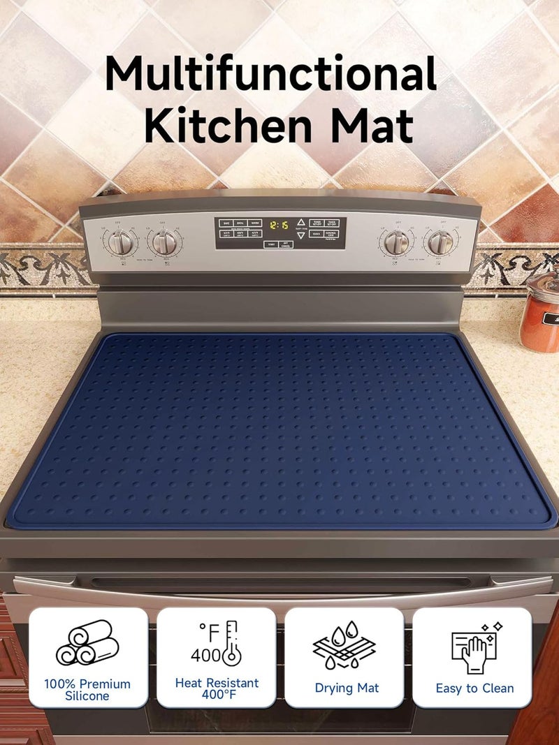 Bampanda Silicone Stove Top Cover for Electric Stove, Glass Stove Top Protector, Stovetop Cover Mat for Cooktop, Flat Range Cover, Oven Top Protector, Coffee Bar Mat, 28 x 20 in, Smokey Blue - Image 4